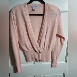 David Hollis Vintage Angora Lambswool blend Cardigan like new sz small 🩷